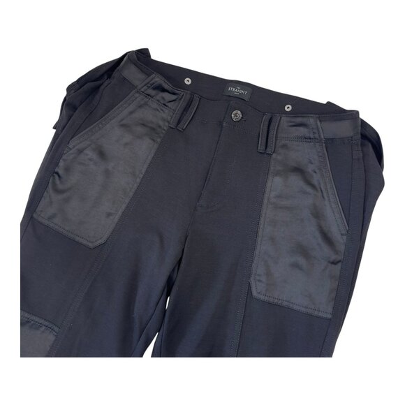 WHITE HOUSE BLACK MARKET Womens Black Satin Patchwork The Straight Crop Pants 6L - Picture 14 of 16